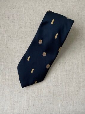 Classic Navy Tie with Gold Motif
